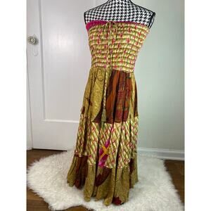 Darn Good Women's S Colorful Recycled Silk Blend Smocked Sundress